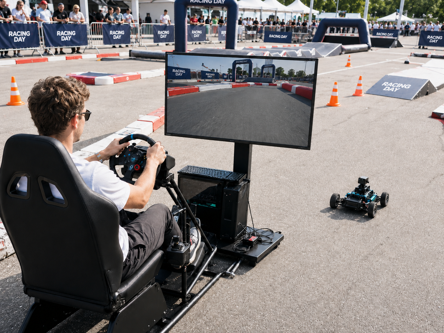 they boy control FPV car