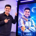 guy with screen with ai photobooth