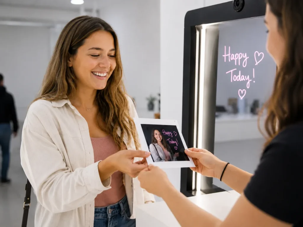 girl recieve the photo