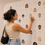 woman drawing on a wall