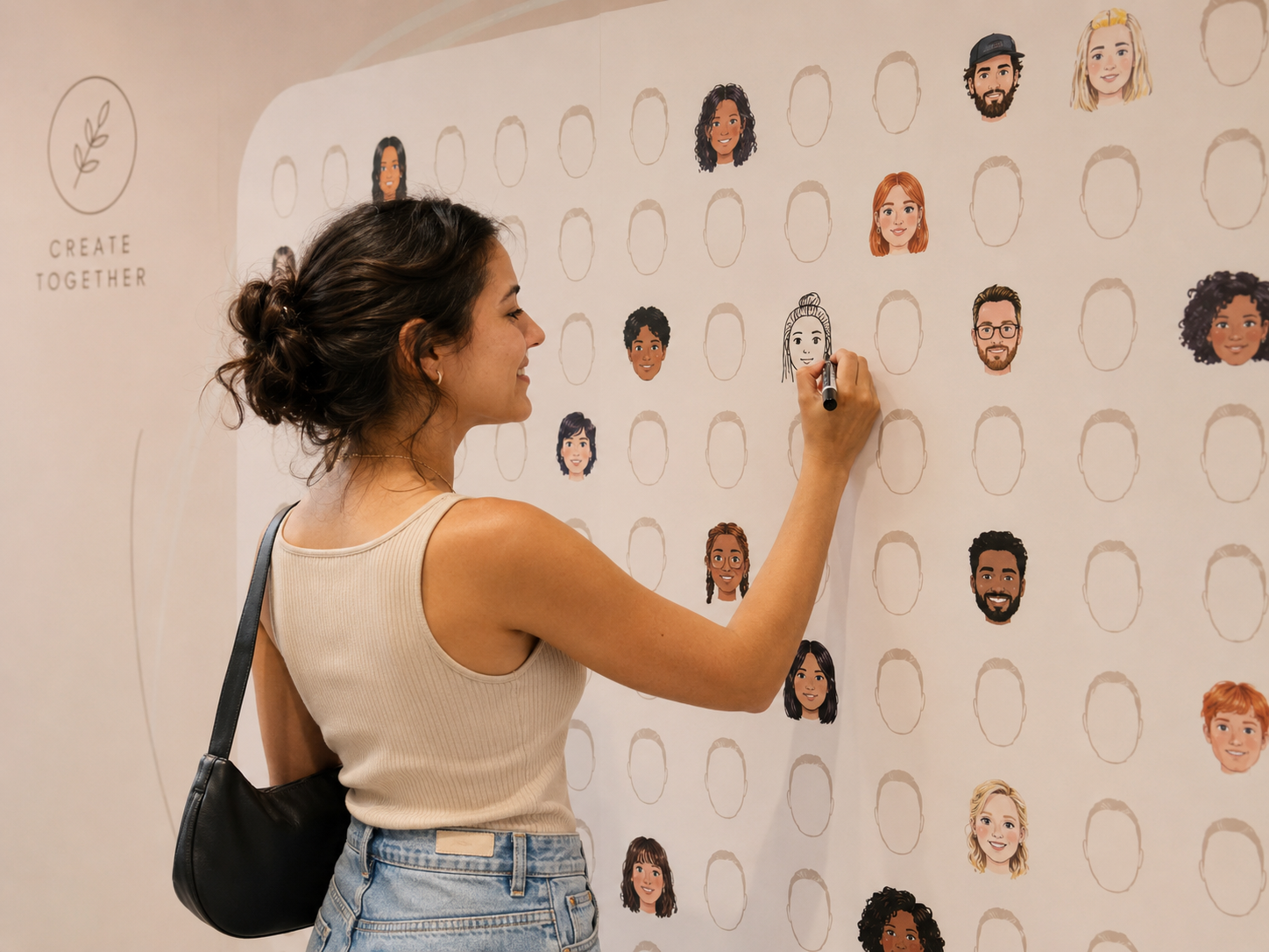 woman drawing on a wall