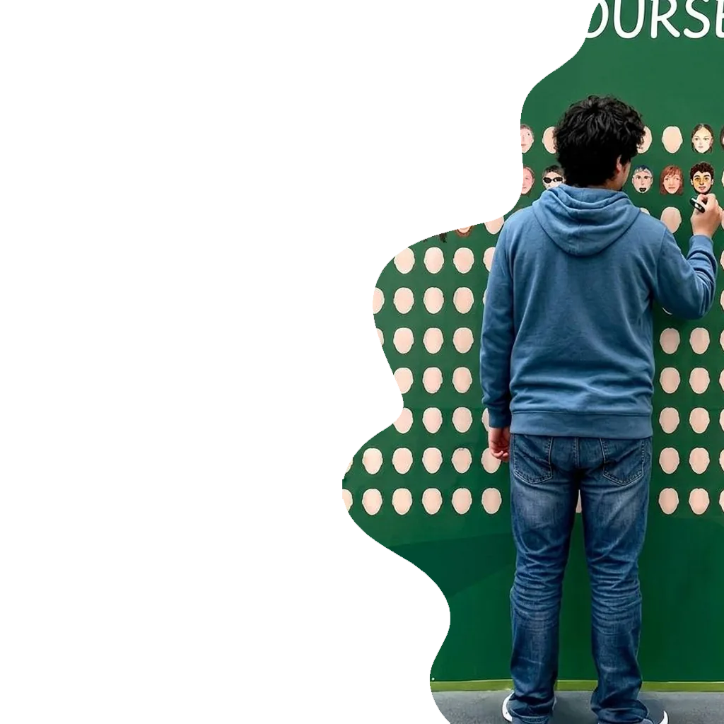 person drawing on draw yourself wall