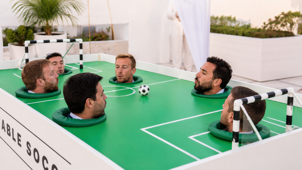 mans playing headball game