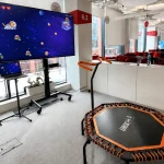 interactive trampoline setup