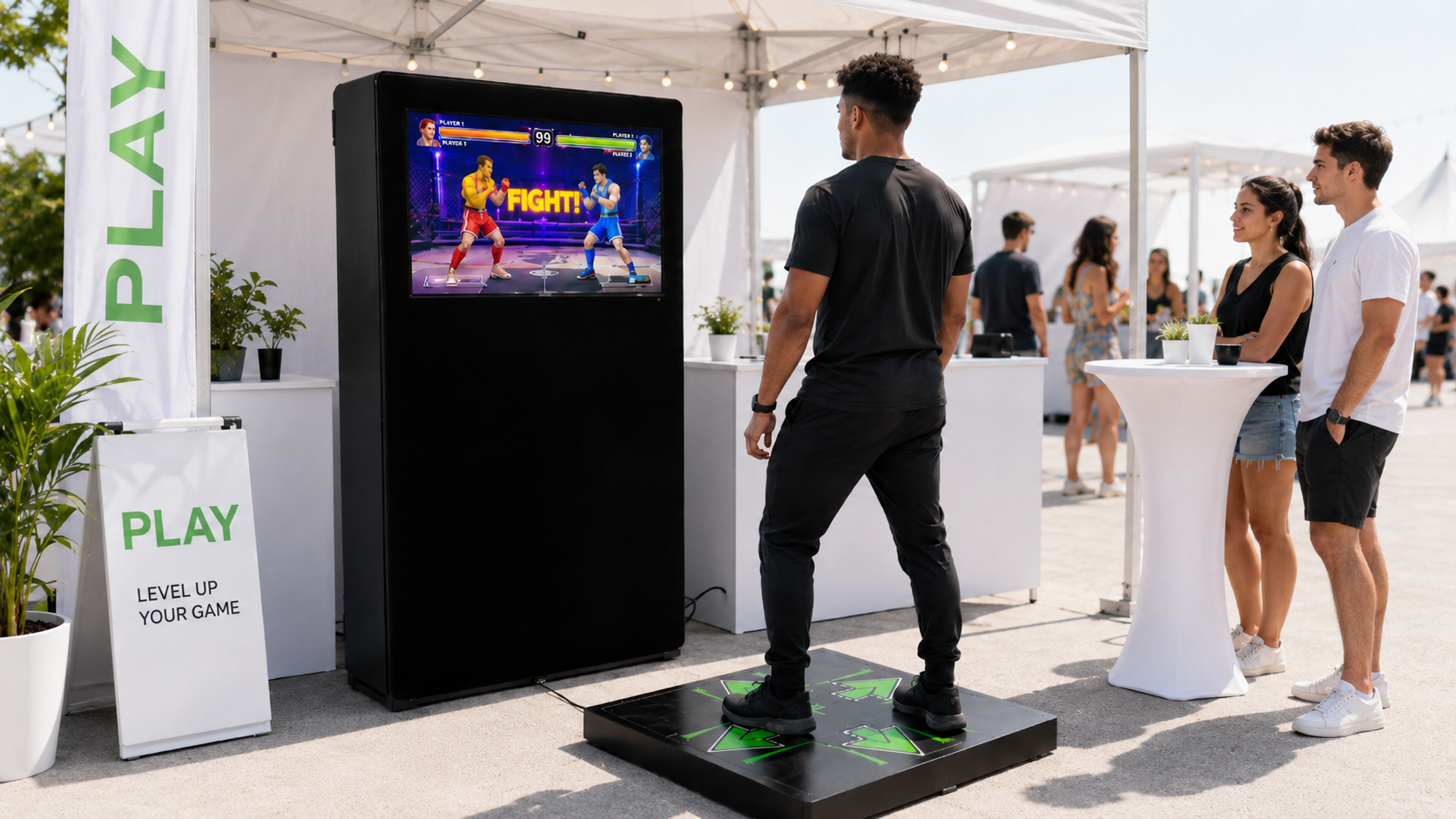 man playing interactive game