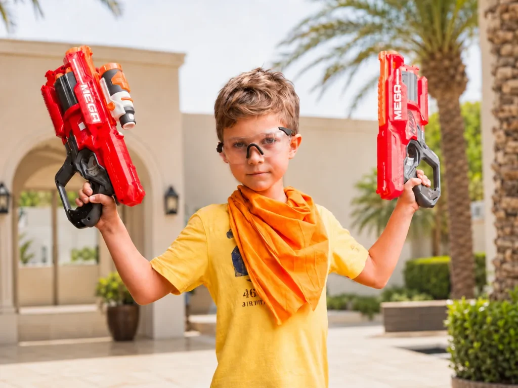 kid likes play nerf