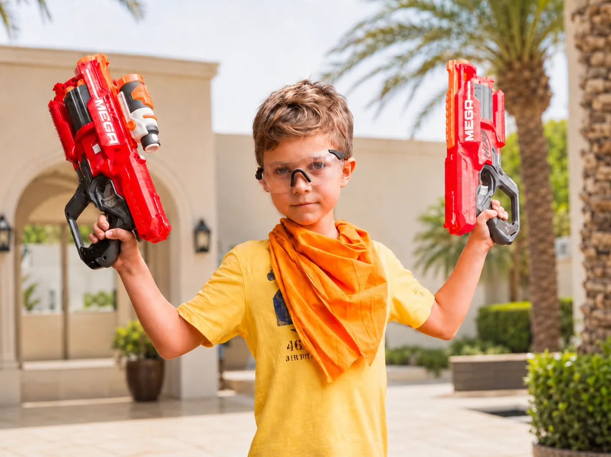 kid likes play nerf