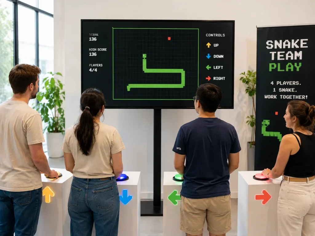 people playing team snake game