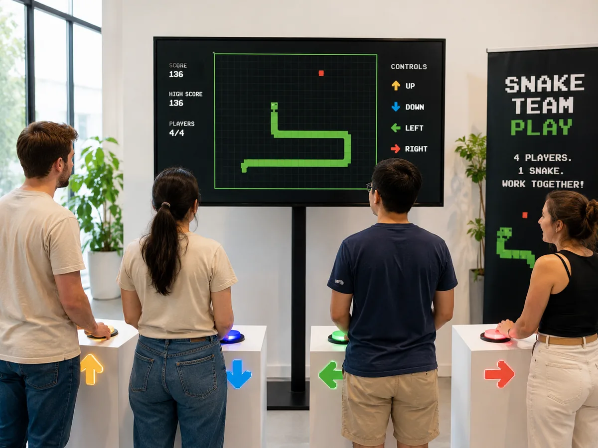 people playing team snake game