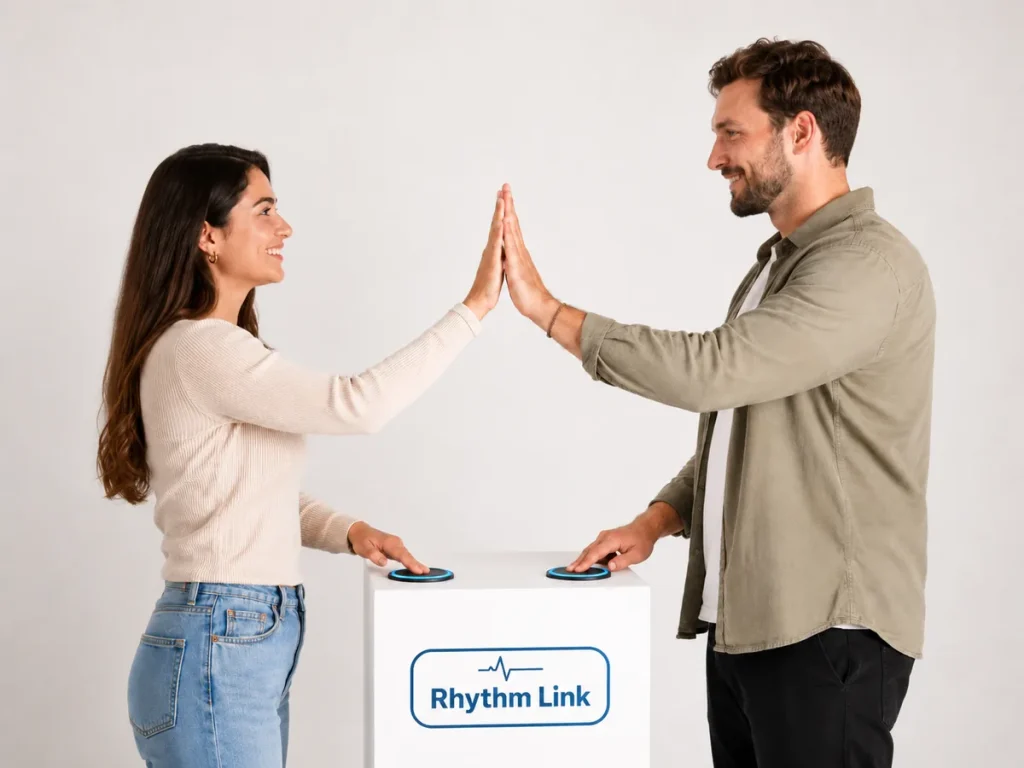 people playing fun interactive music game