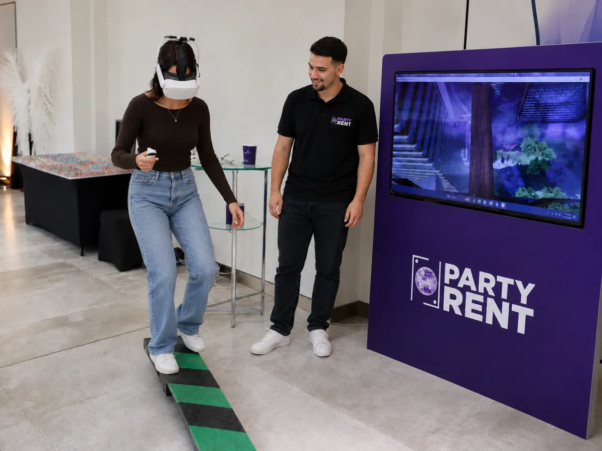girtl playing VR Free Fall game